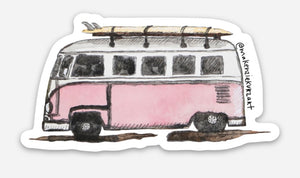 Pink VW Bus Sticker